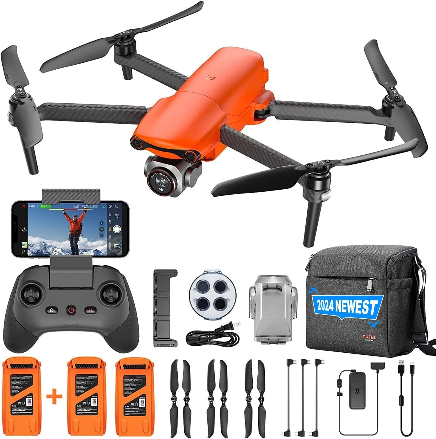 Autel EVO Lite Plus Premium Bundle: 6K HDR Camera, 40 Mins Flight, 3-Way Obstacle Avoidance – Orange