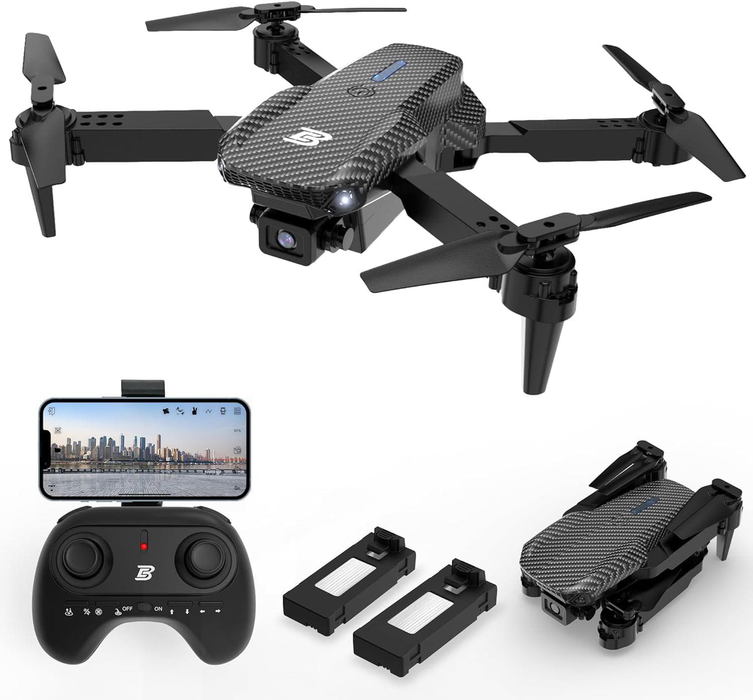 BEZGAR BD101 Drone: 1080P Camera, Foldable, FPV Remote Control – Perfect for Adults and Kids, Includes 2 Batteries
