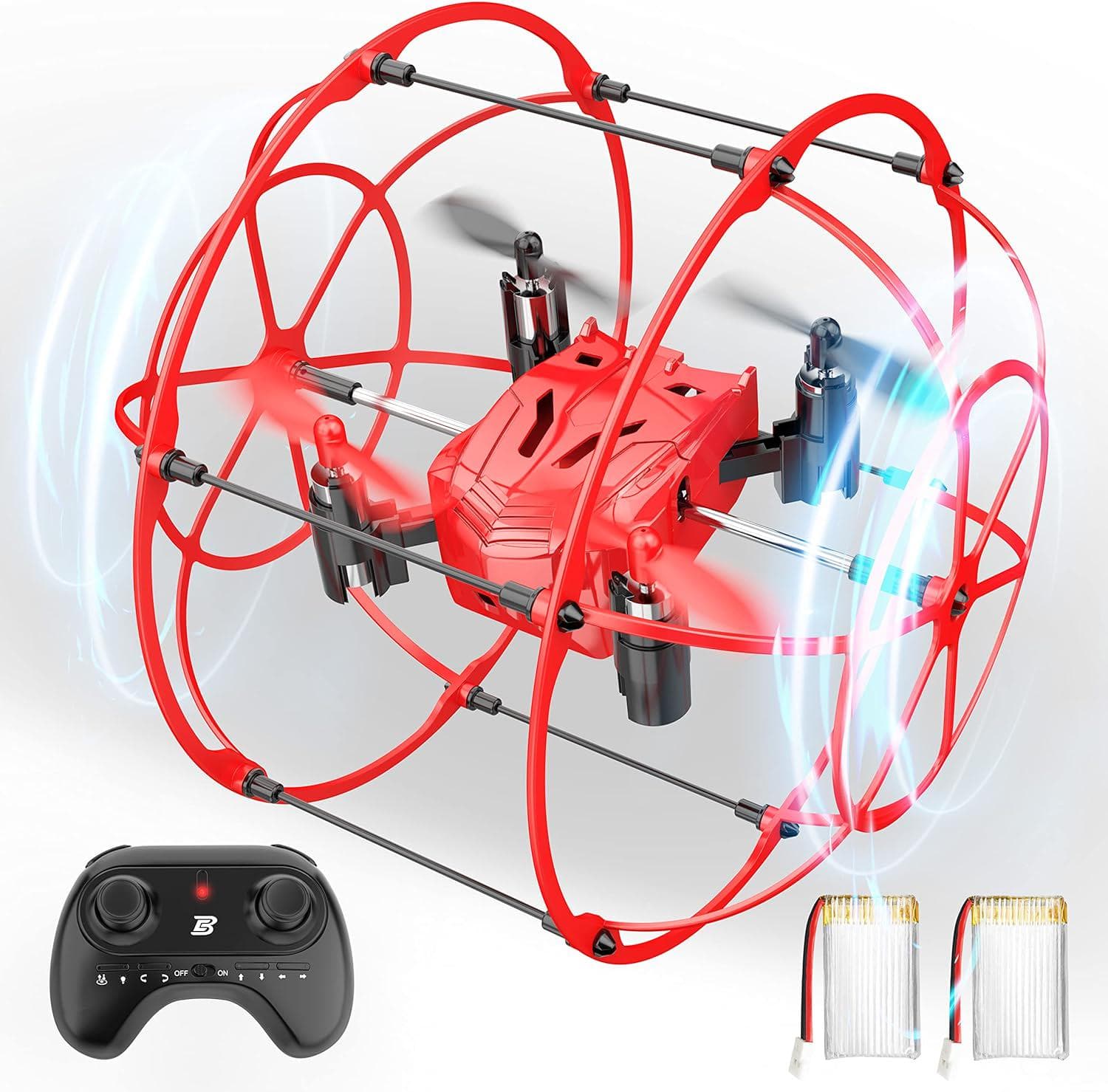 BEZGAR HQ053 Remote Control Drone: Spherical Rolling, 360 Degree Flip – Perfect Gift for Kids Ages 4-12, Red
