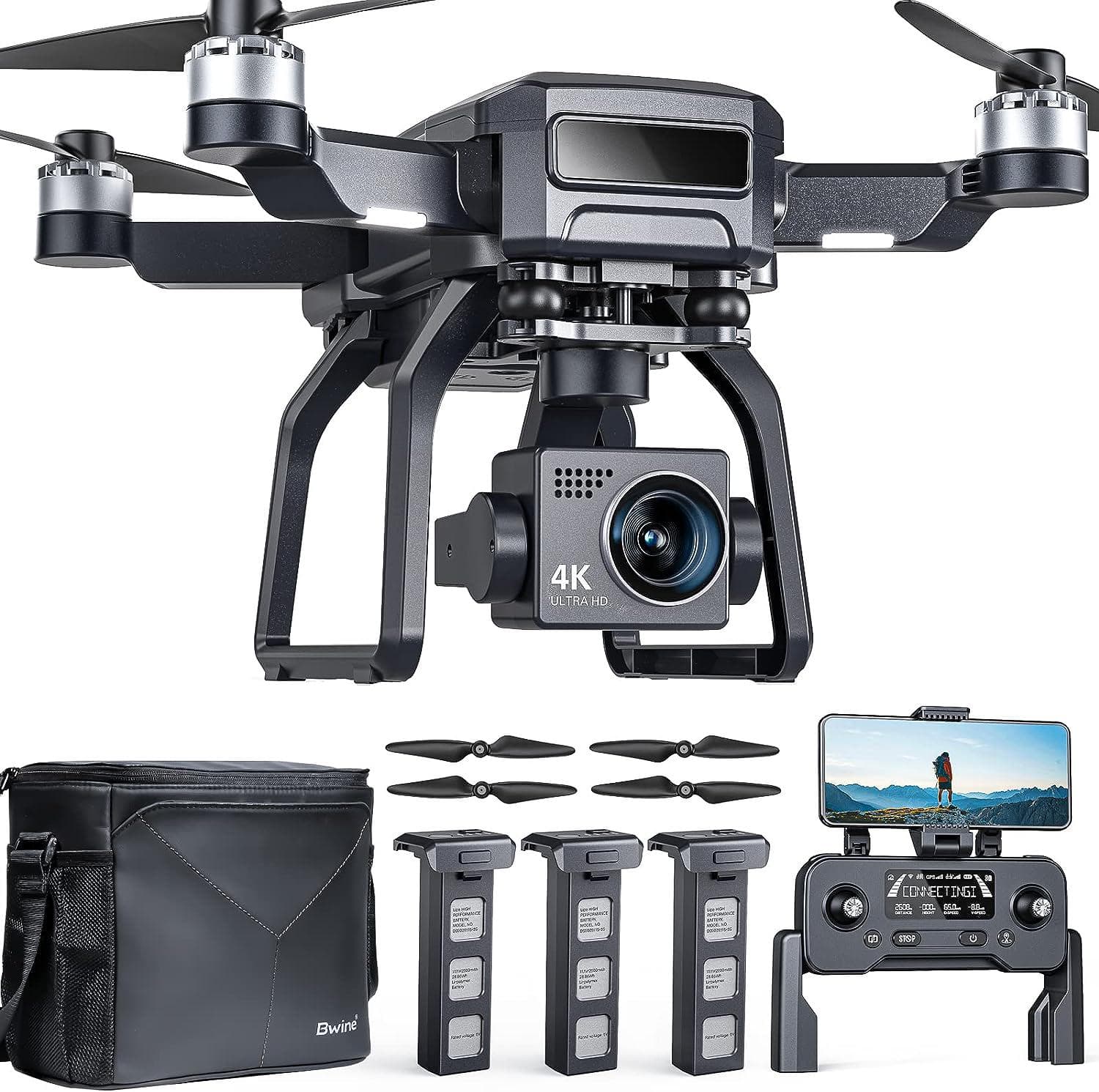 Bwine F7 GPS Drone: 4K Night Vision, 3-Axis Gimbal, 2-Mile Range, 75 Min Flight, Auto Return
