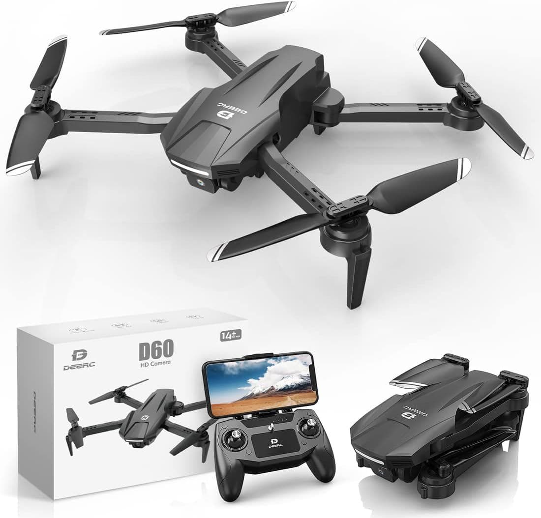 DEERC D60 Drone: 1080P HD Camera, FPV, Long Battery Life, Gravity Sensor, Foldable, Ideal for Beginners