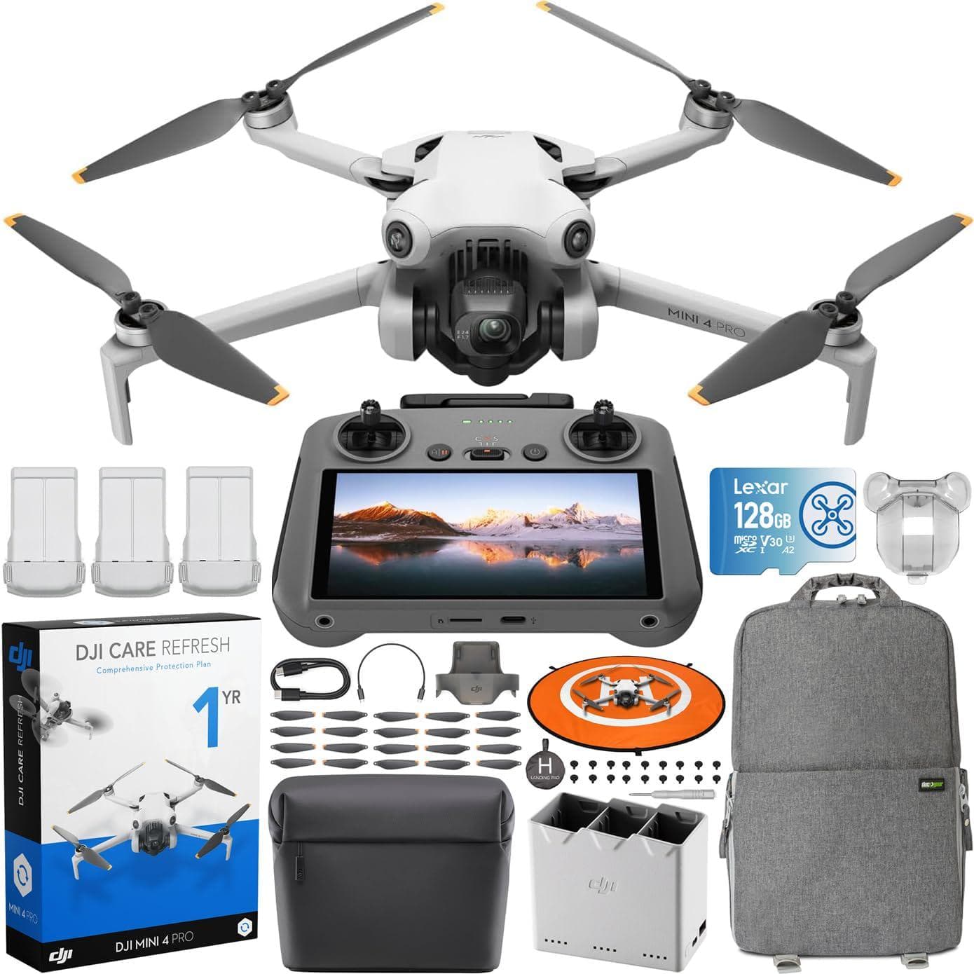 DJI Mini 4 Pro Combo: 4K HDR, RC 2 Remote, 3 Batteries, Omnidirectional Sensing