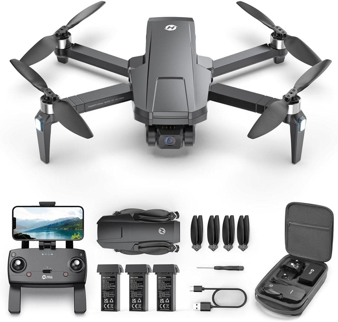 Holy Stone HS720R: 4K Camera Drone for Adults, 3 Batteries, GPS, EIS, 10000 Feet Transmission