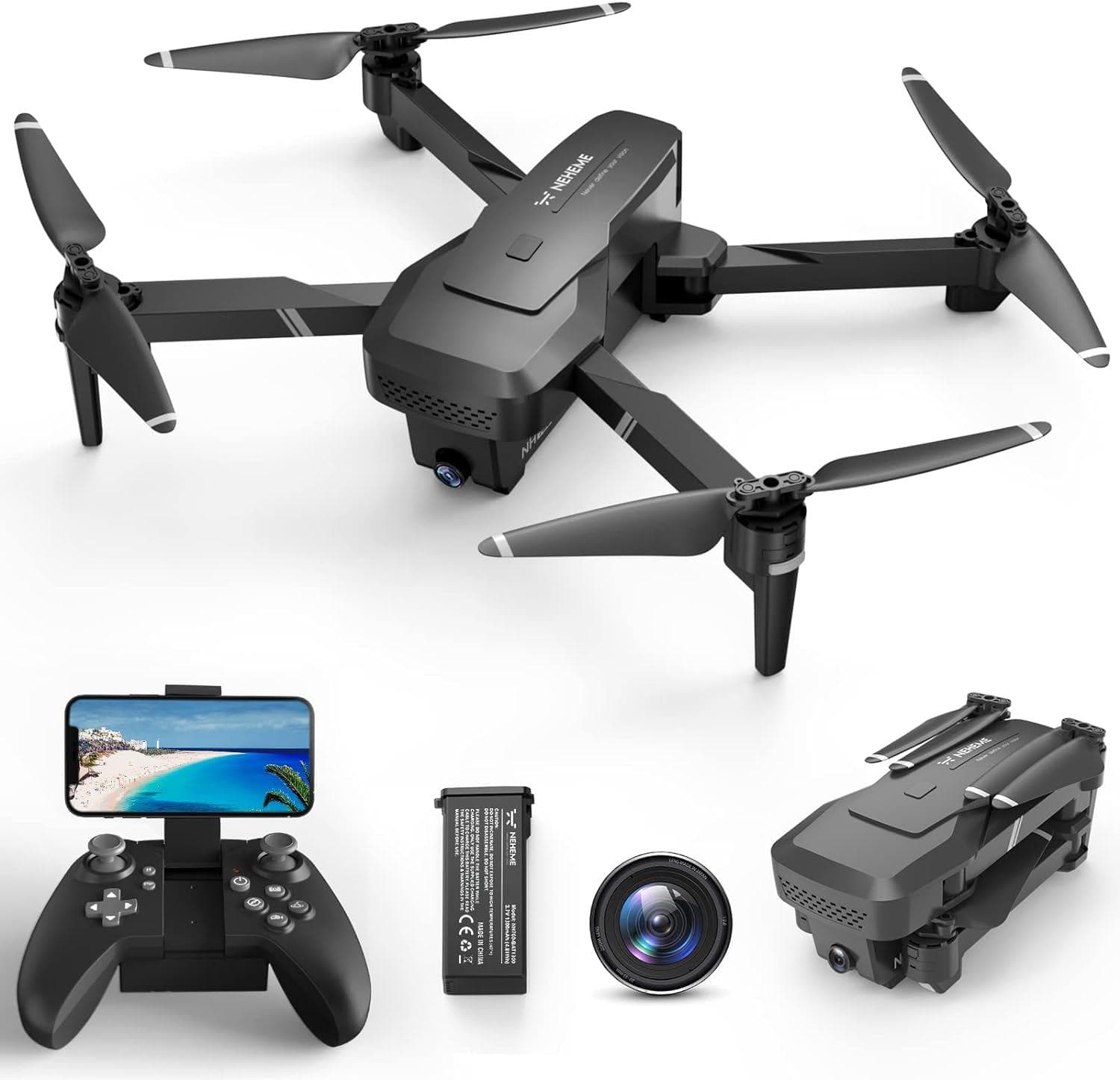 NEHEME NH760: 1080P HD Camera Drone for Adults & Beginners – Foldable, WiFi FPV, Altitude Hold