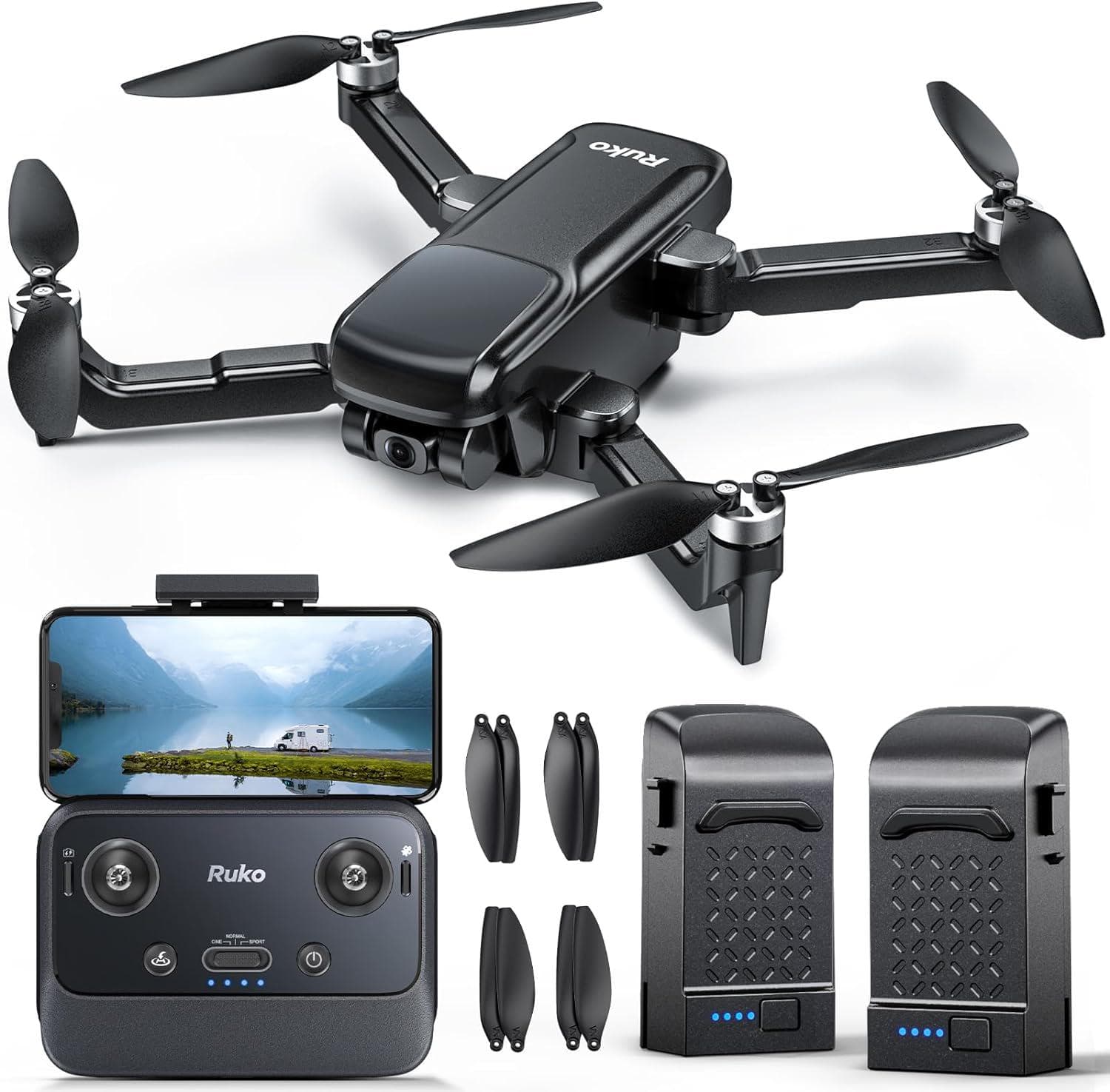 Ruko U11PRO: First Drone for Adults, 4K UHD, FAA Remote ID, 52 Min Flight, GPS Auto Return