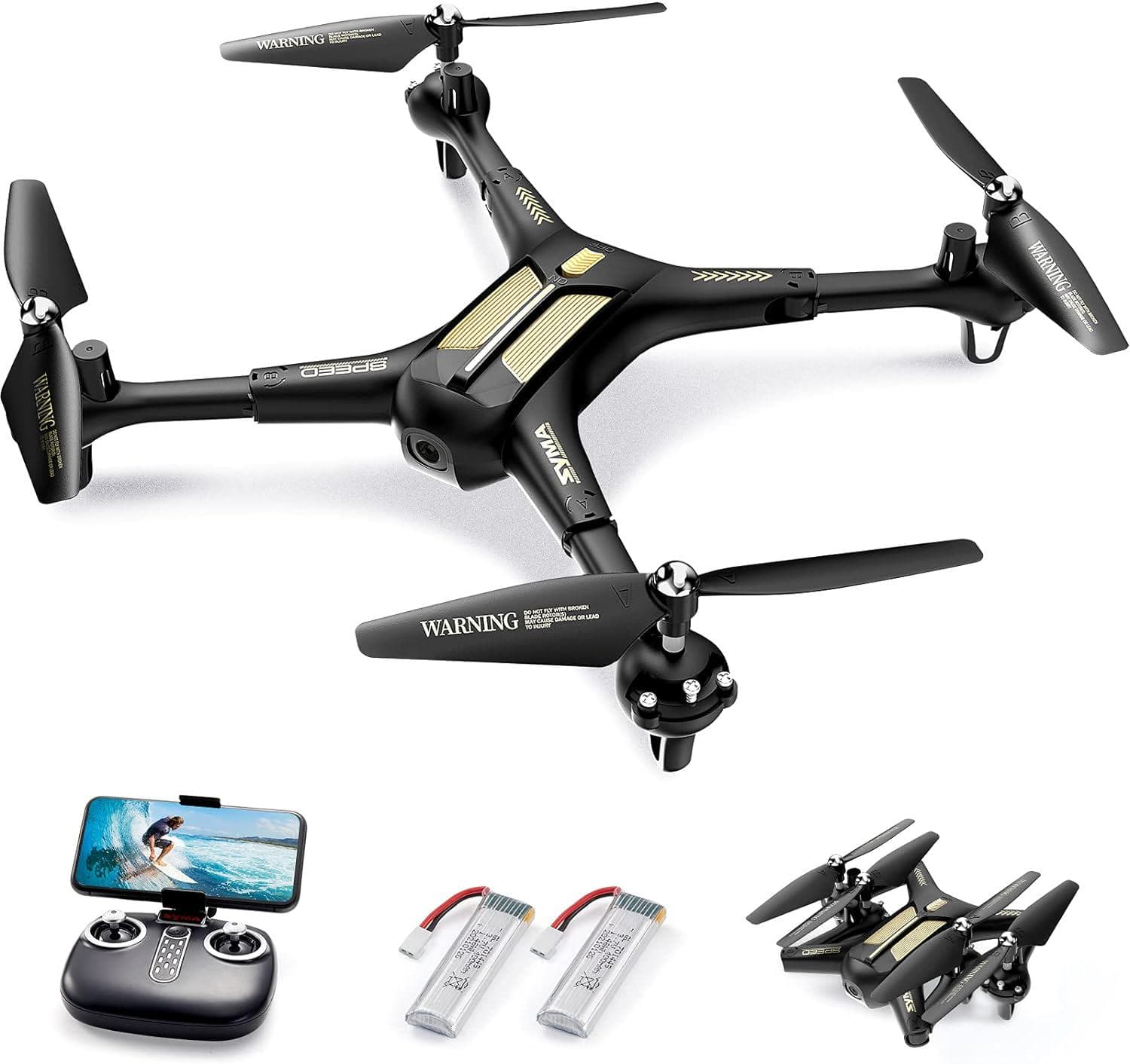 SYMA X600W Drone: Foldable, 1080P Camera, Altitude Hold, Headless Mode, 3D Flips, 2 Batteries