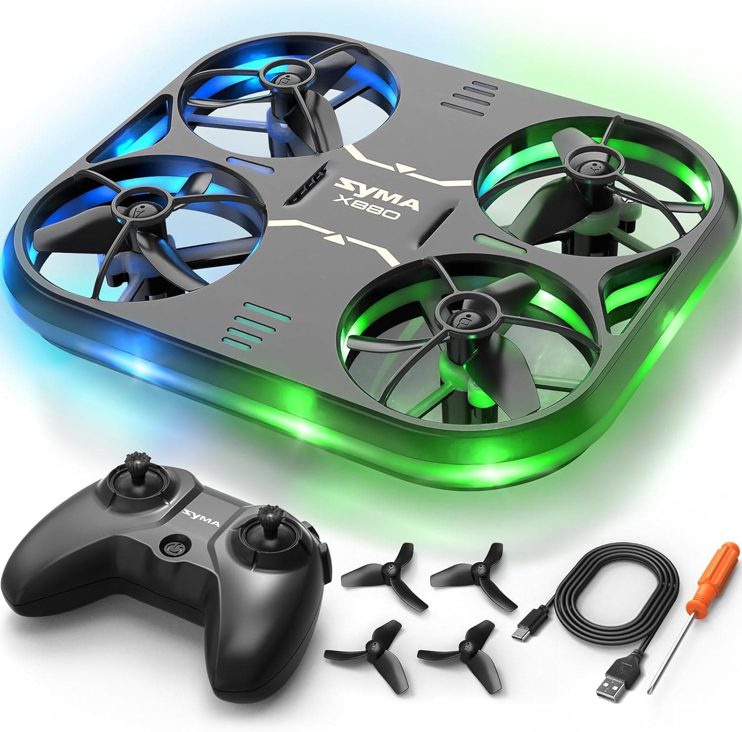 SYMA X880 Mini Helicopter Drone: LED Lights, Full Protection, Circle Fly, Stunt Gifts