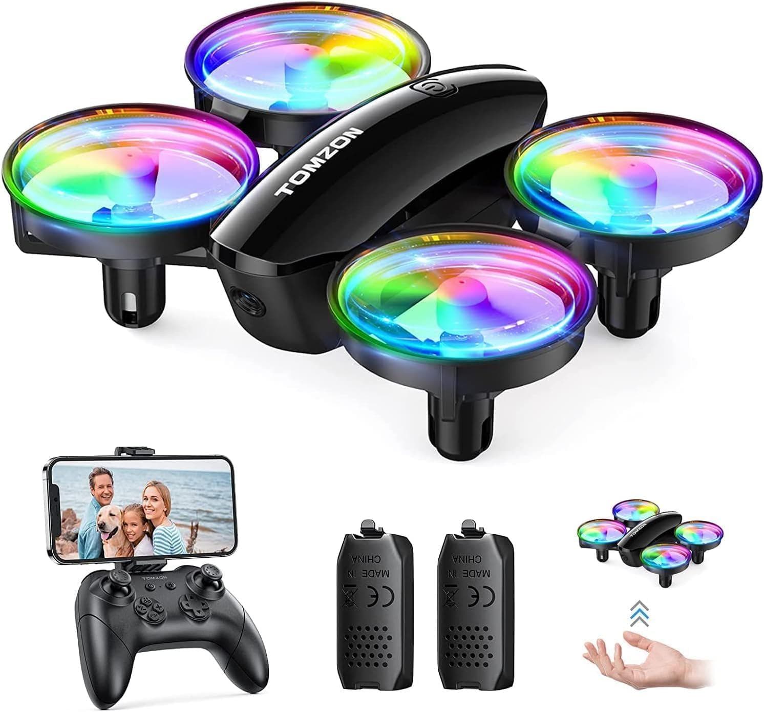 Tomzon A23W Drone: 1080P Camera, Mini LED, High Speed Rotation – Perfect for Adults and Kids, Includes 2 Batteries