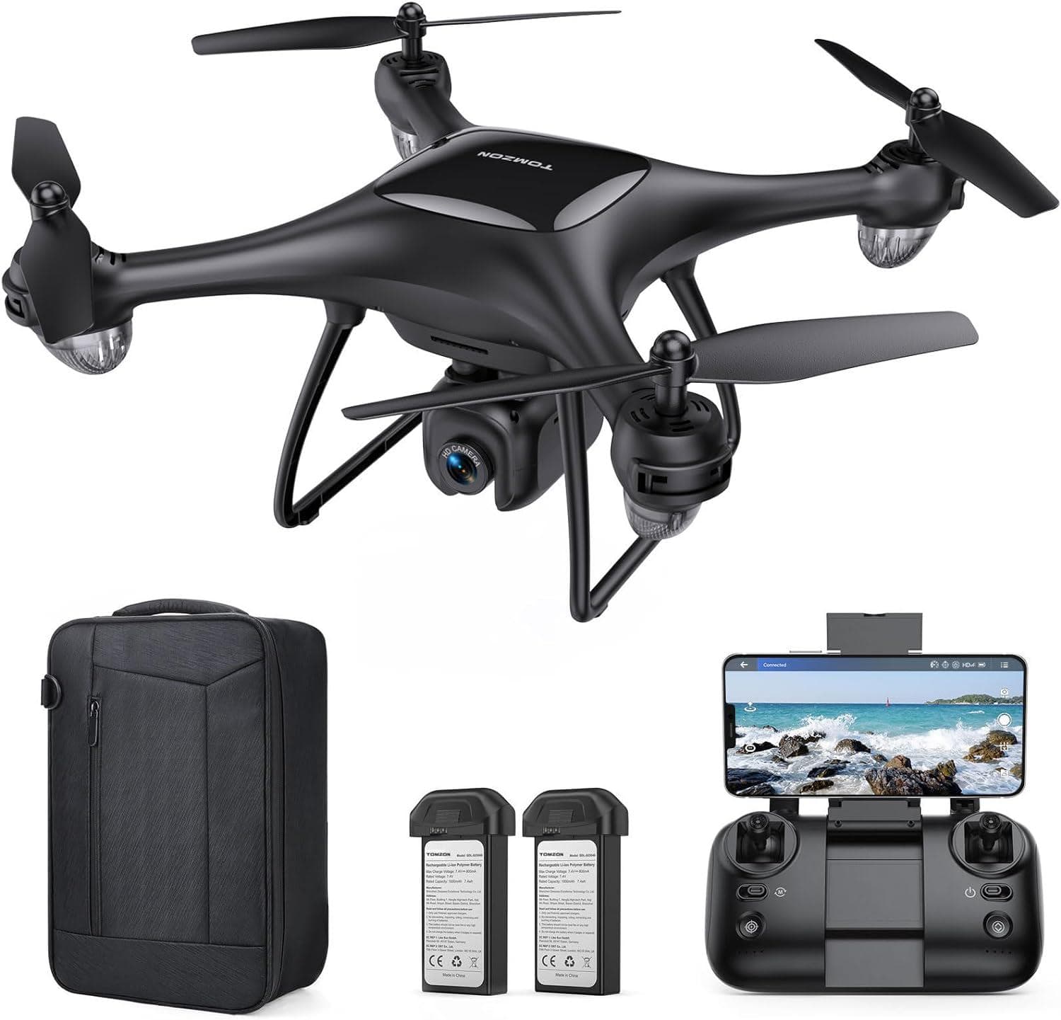 TOMZON P5G GPS Drone: 4K Camera, Under 249g, WiFi FPV – Includes Smart Features, Carrying Bag, 2 Batteries