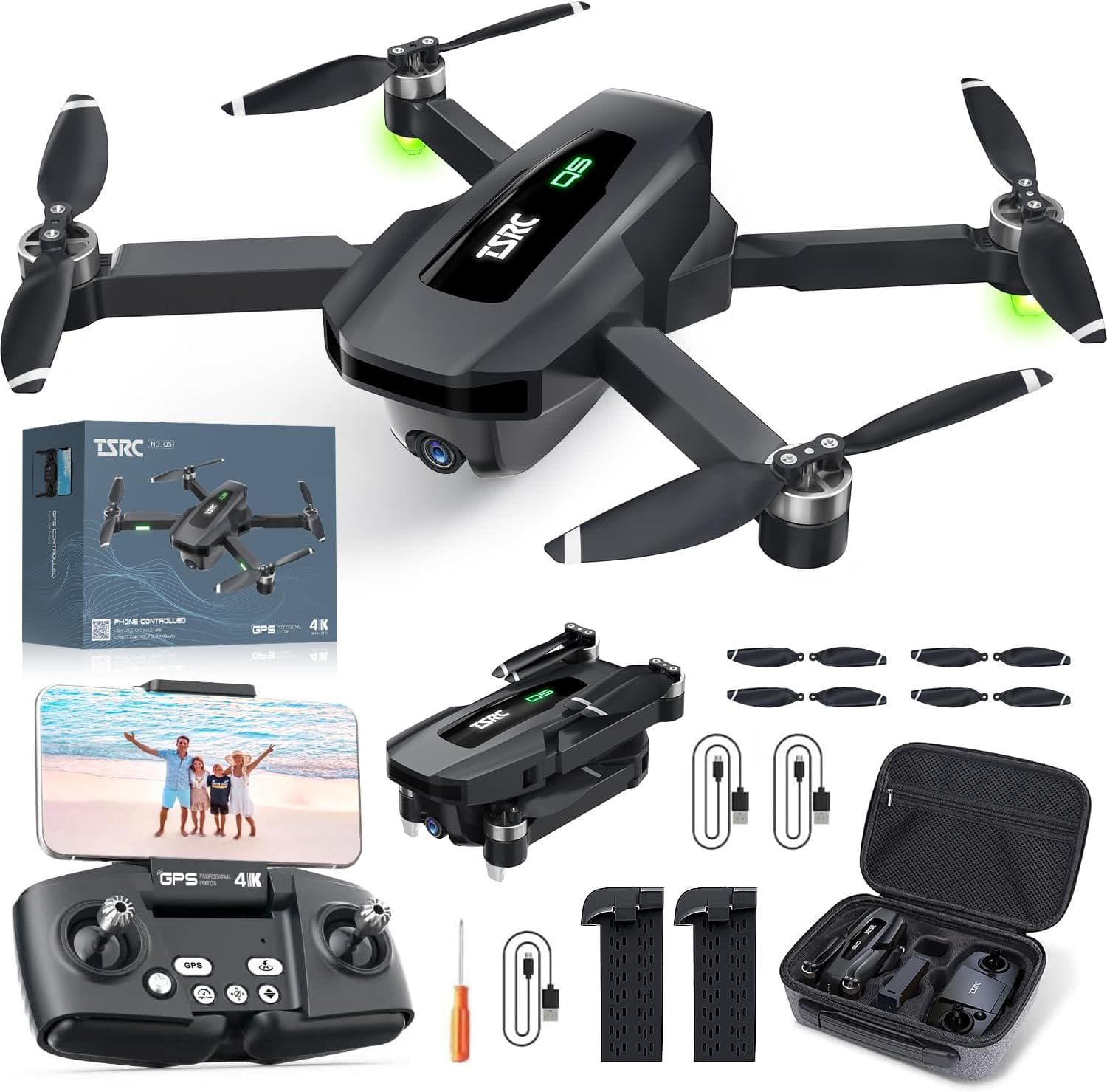 TSRC Q5 GPS Drone: 4K Camera, Auto Return, Follow Me, Brushless Motor – Perfect Christmas Gift, 52 Mins Flight